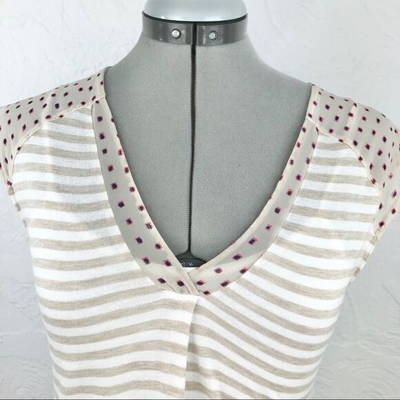 Anthropologie Little Yellow Button Stripe Contrast Top-XS - Picture 2 of 8